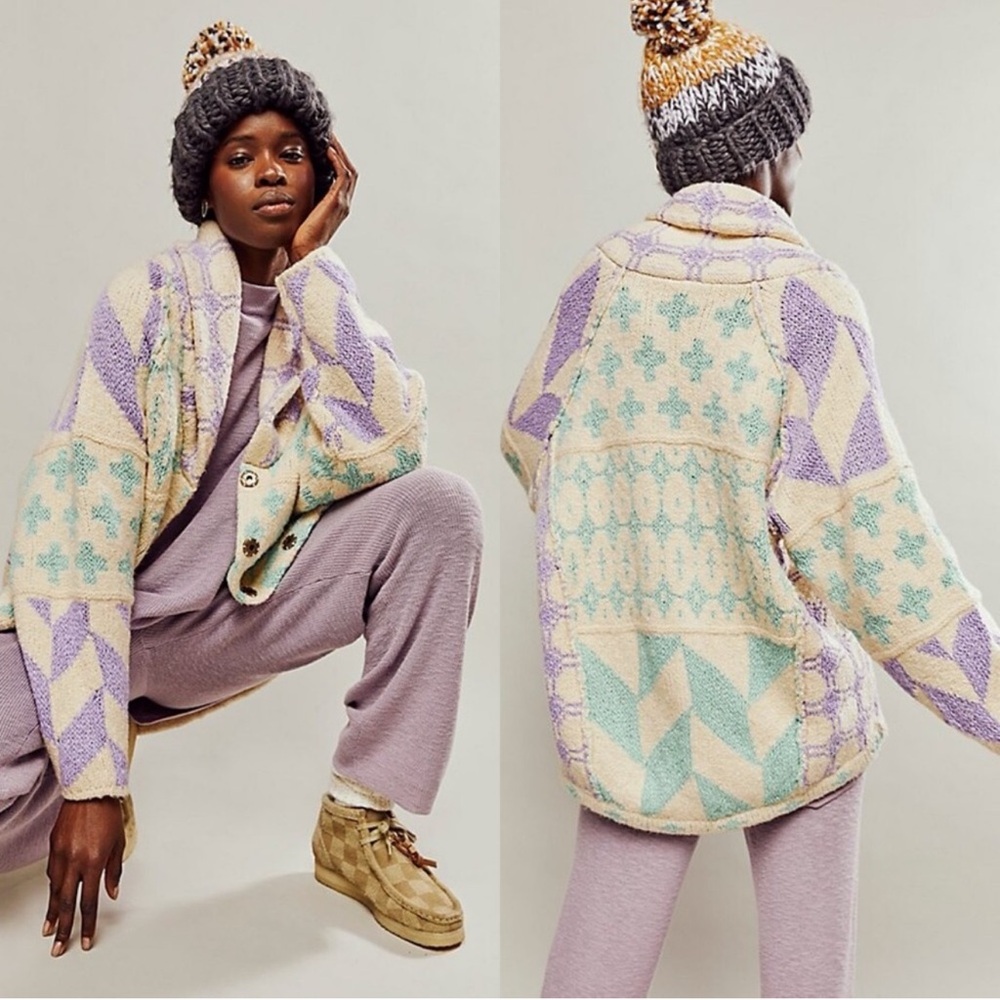 NWOT Free People chunky knit oversized sweater/cardigan